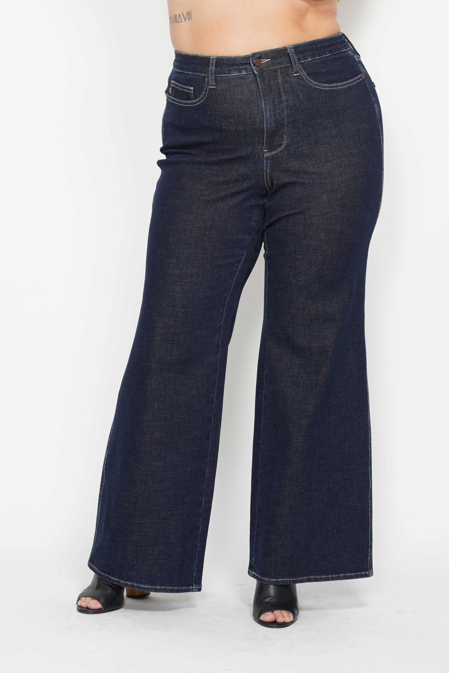 Judy Blue Plus Size High Waisted Tummy Control Retro Wide Leg Jeans