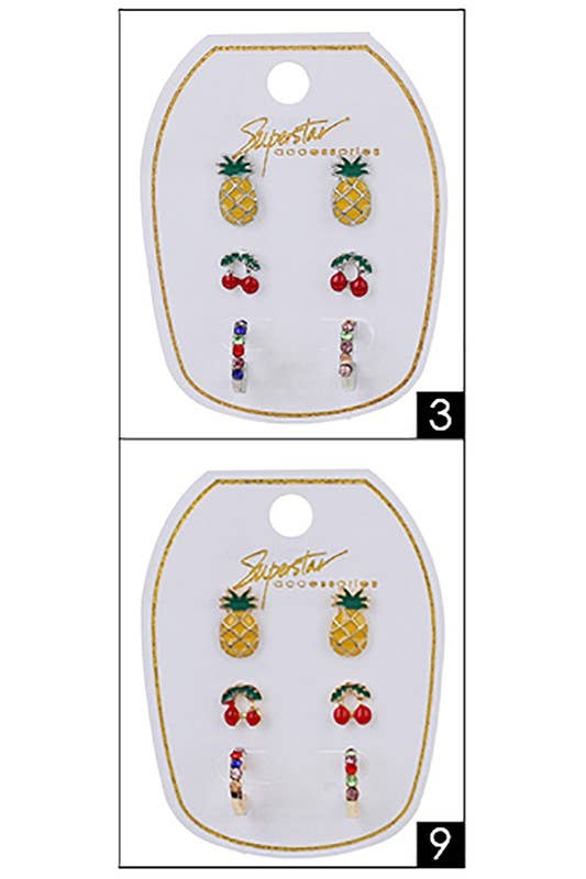 3-Pair Multi Earring Set