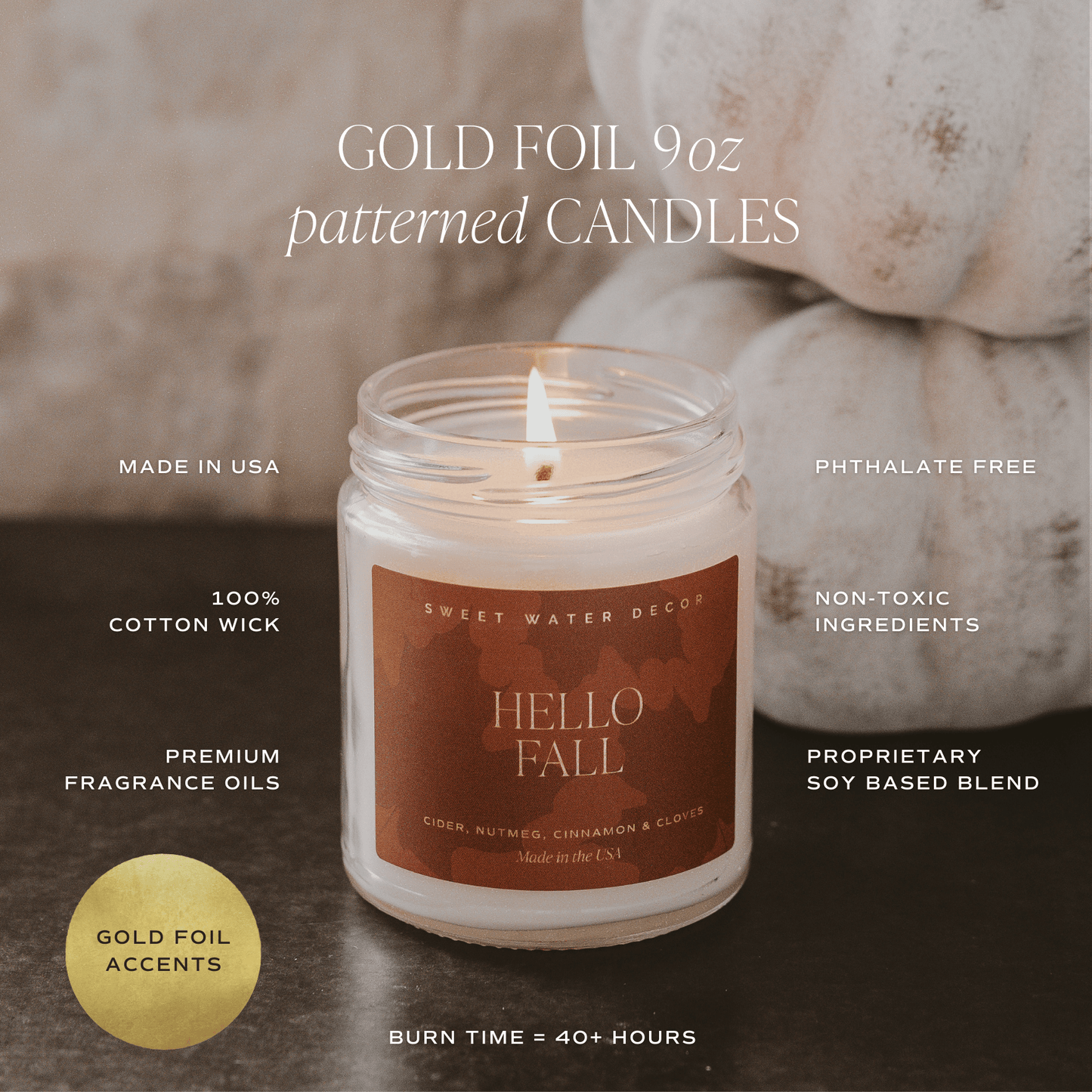 Fall Leaves Candle – Cozy Autumn Scent with Apple, Orange, Cinnamon & Cloves (9oz)