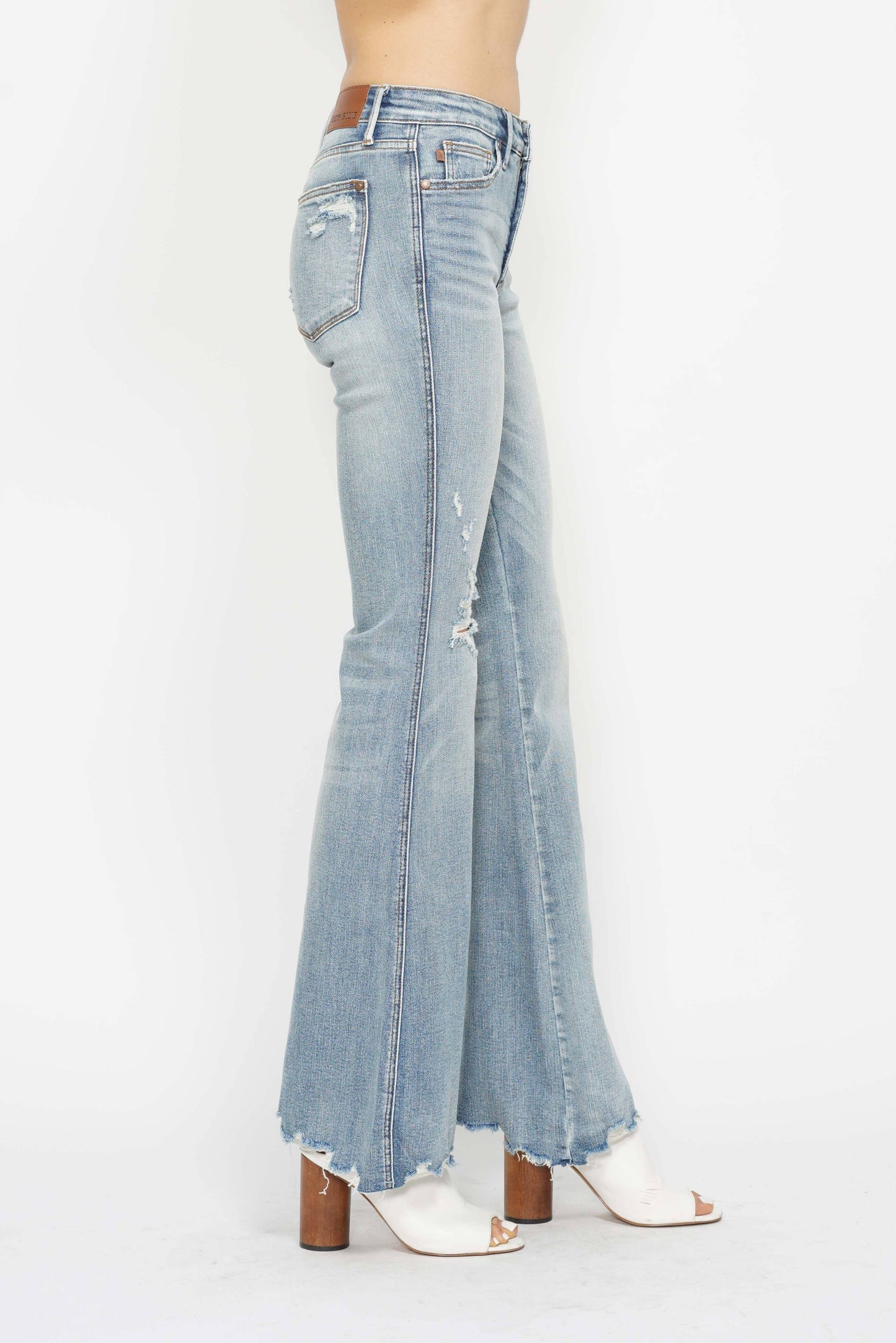 Judy Blue Mid-Rise Tummy Control Destroyed Flare Jeans