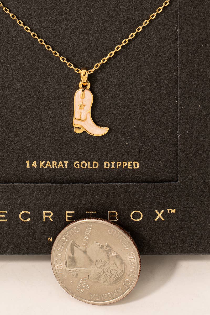 Gold Dipped Cowboy Boot Charm Necklace – Secret Box Collection