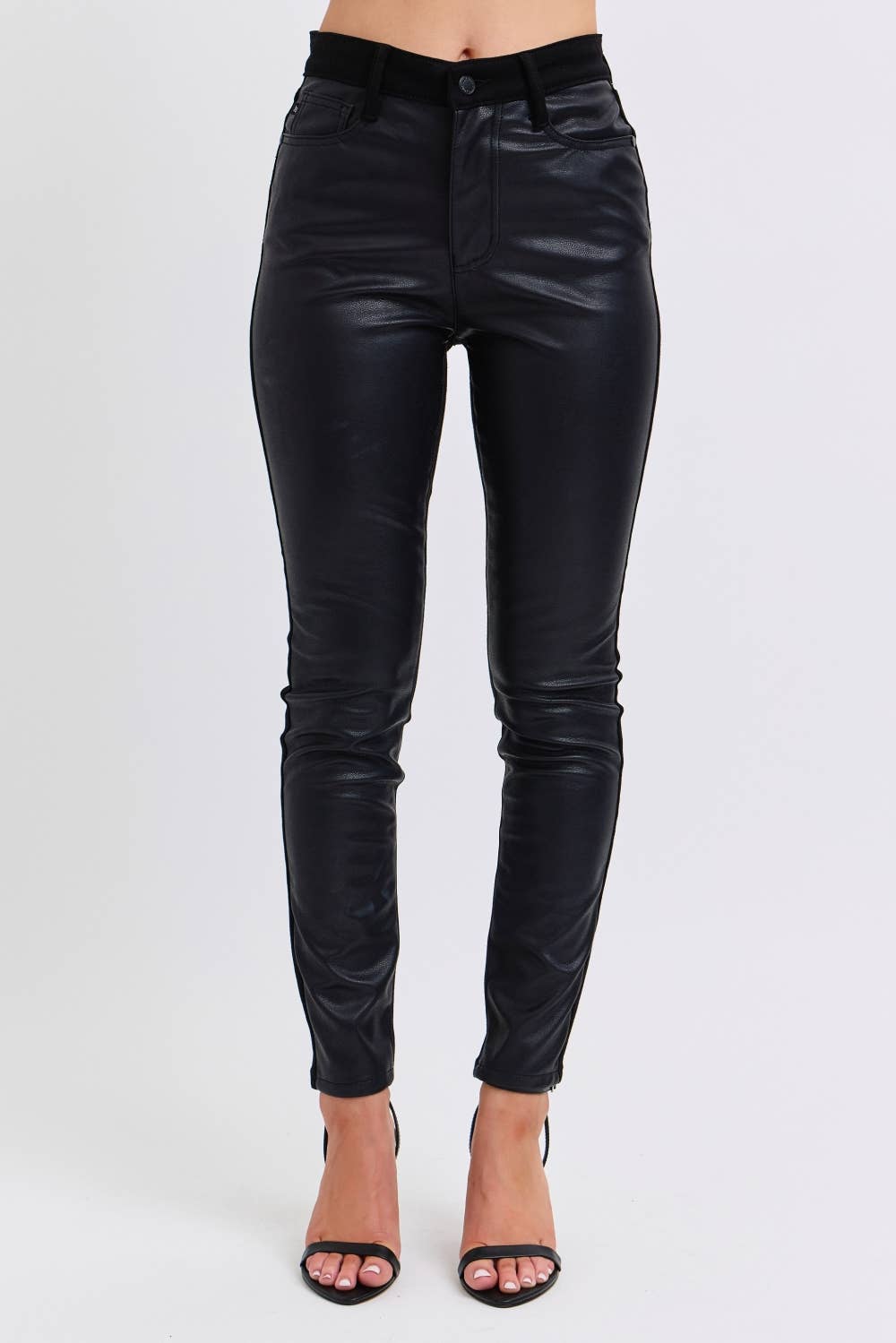 Judy Blue Faux Leather & Denim Skinny Jeans