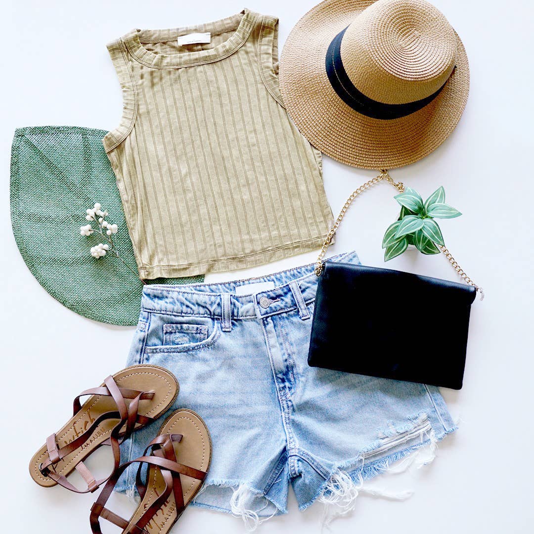 Ribbed Sleeveless Crop Tank Top