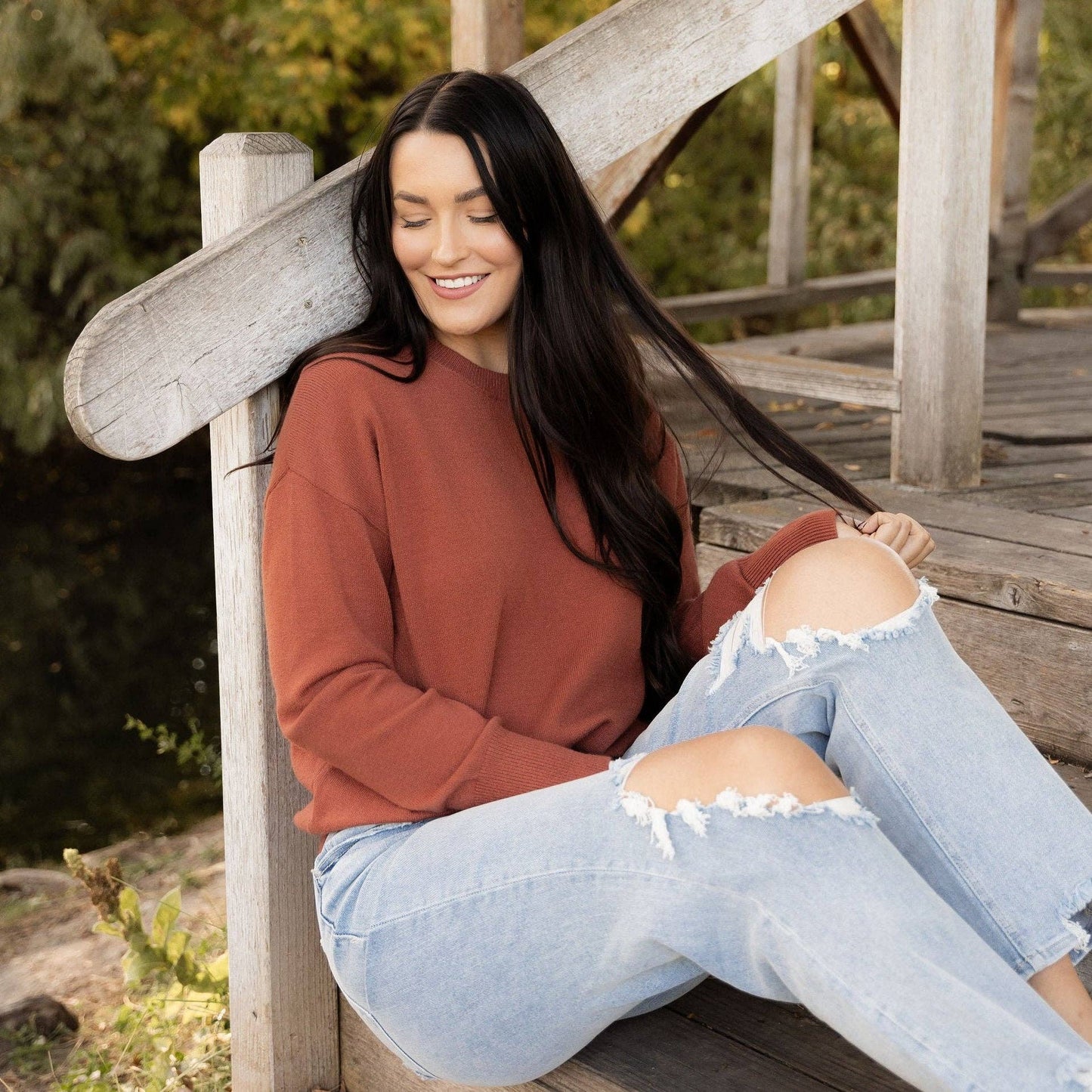 Camilla Sweater - Light Rust Knit Pullover with Cozy Chic Style