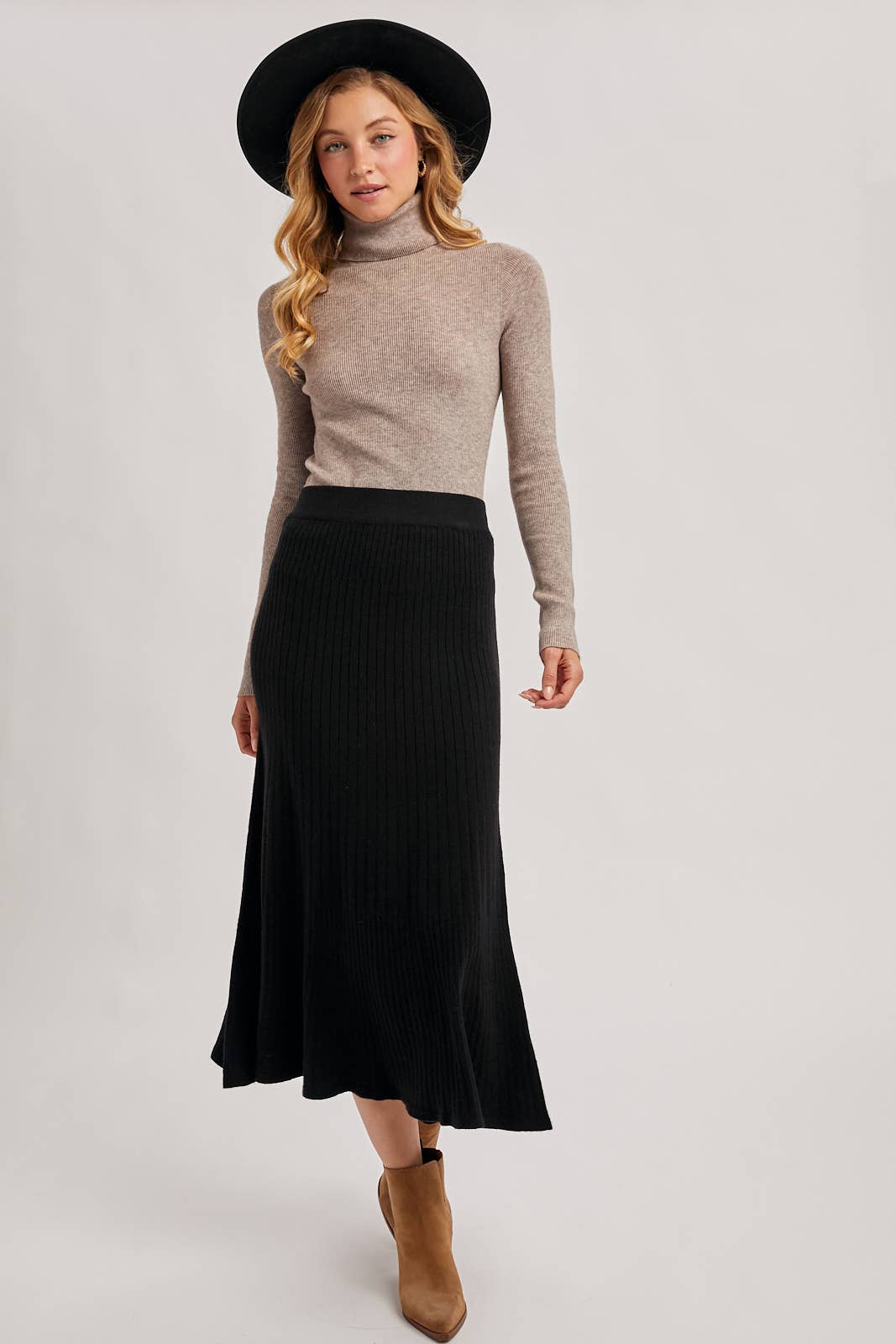 A-LINE MIDI KNIT SKIRT