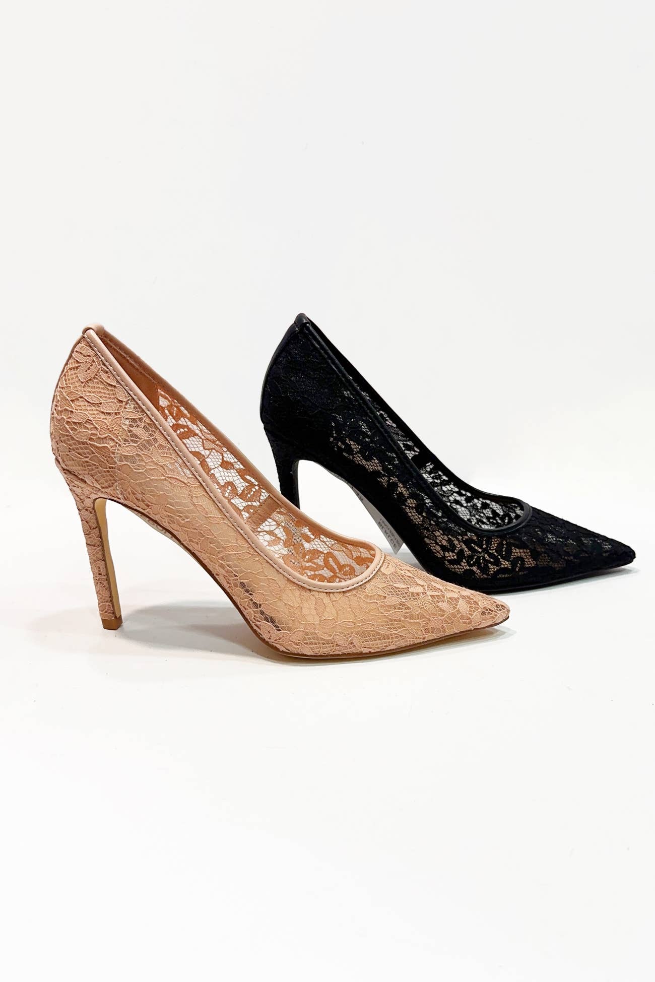 Elegant Lace Stiletto Pump Heels – Pointed Toe Slip-On