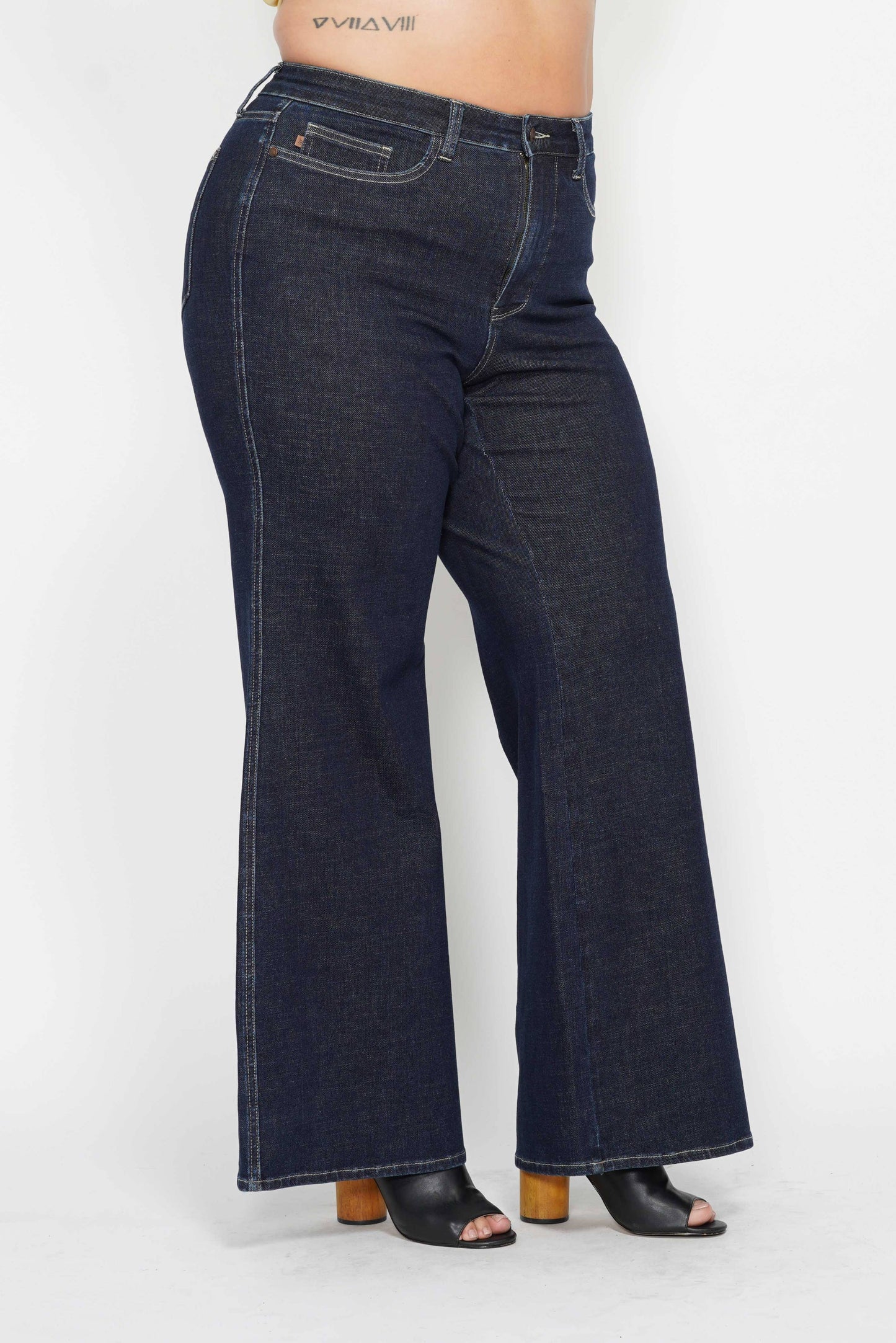 Judy Blue Plus Size High Waisted Tummy Control Retro Wide Leg Jeans
