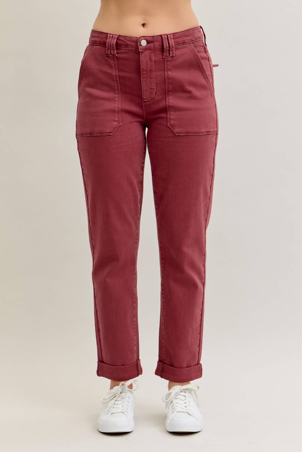 Judy Blue High Waisted Aurora Weekender Garment Dyed Cuffed Jeans