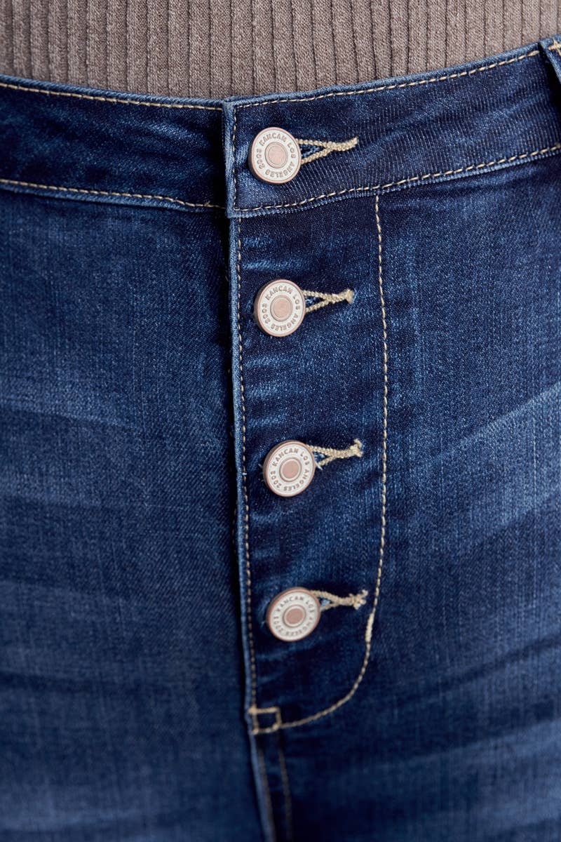 Plus High Rise Button Up Cuffed Super Skinny Jeans