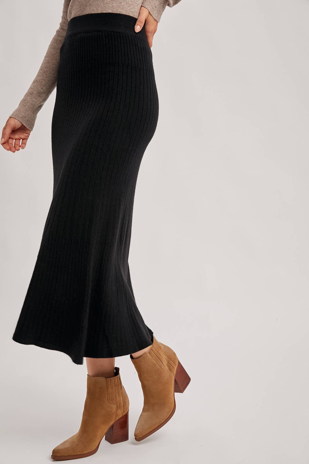 A-LINE MIDI KNIT SKIRT
