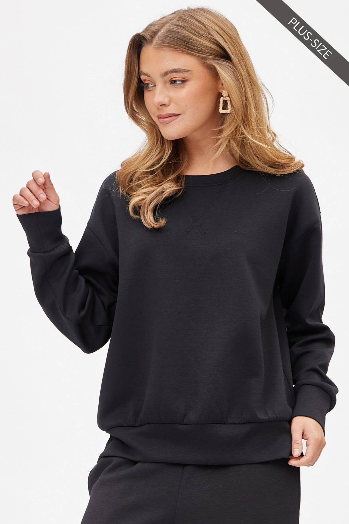 PLUS SIZE Crew Neck Pullover + Jogger Set