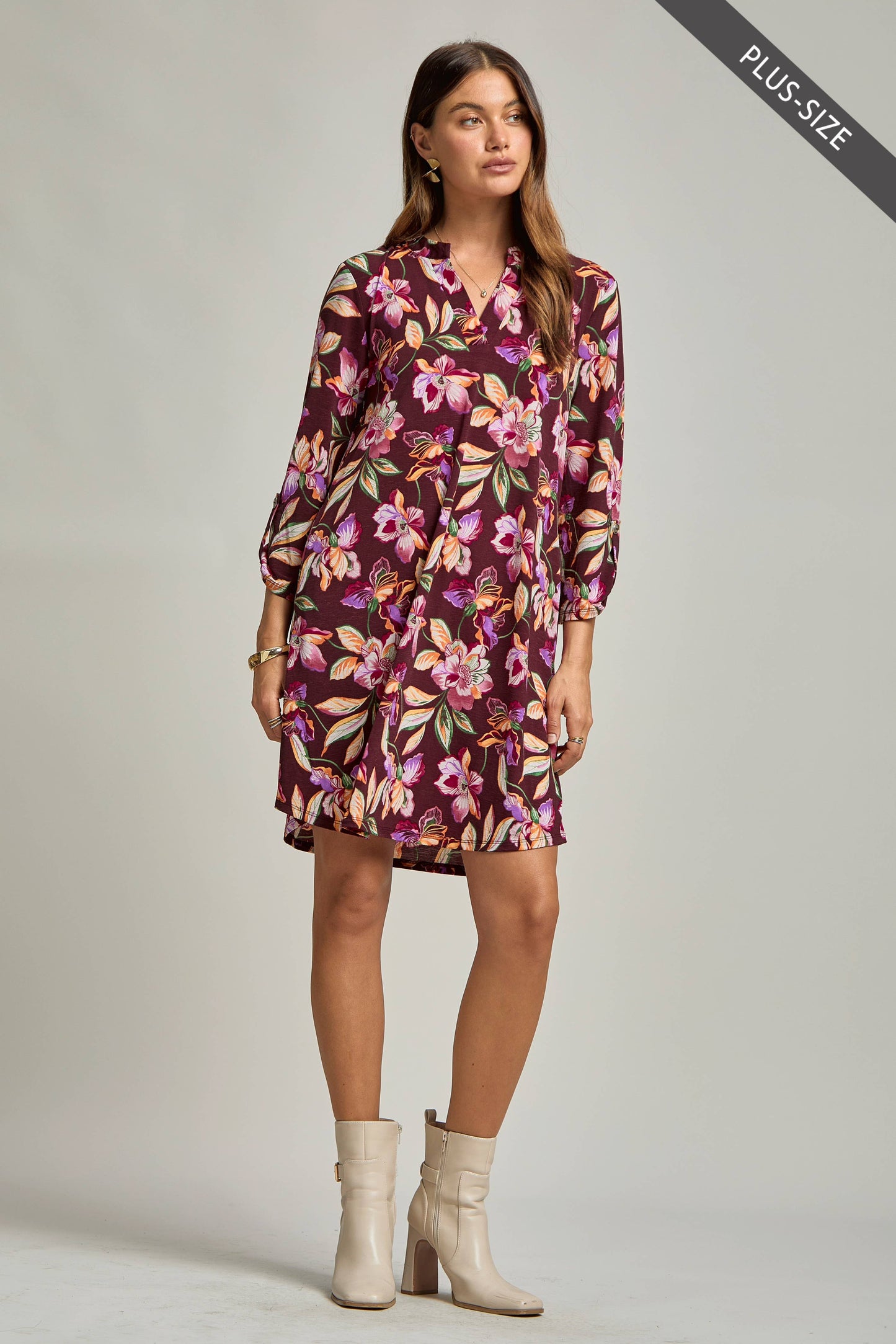 PLUS SIZE Scarlett Dress – Wrinkle-Free, Travel-Friendly A-Line Dress with Lizzy Neck