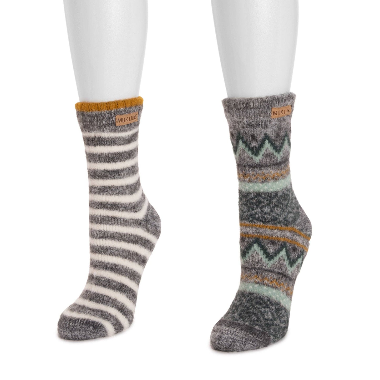 MUK LUKS® Sweater Crew Socks – 2-Pack Cozy & Stylish Warmth