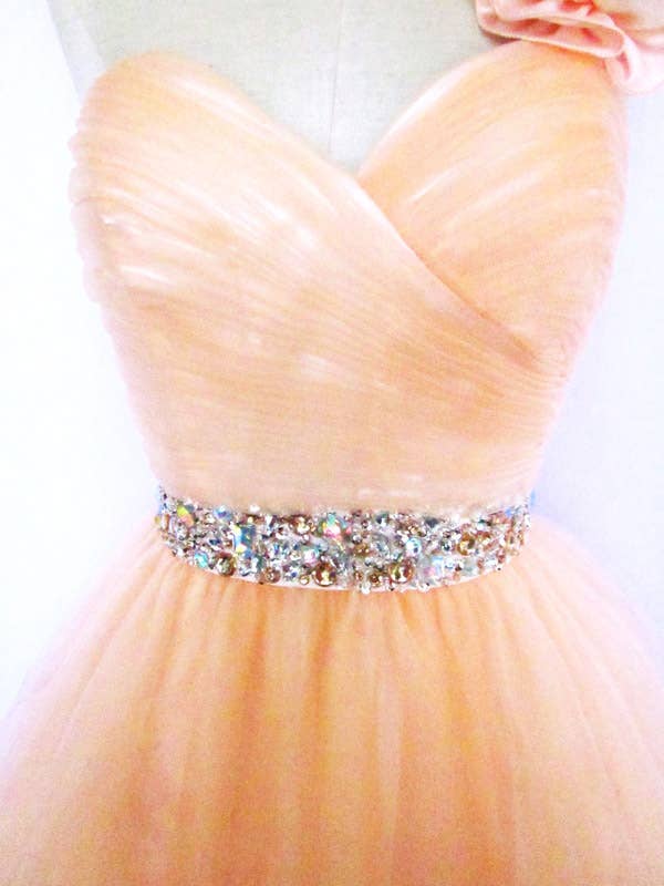 One-Shoulder Sweetheart Mini Dress with Beaded Accents