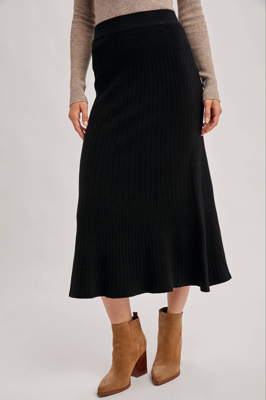 A-LINE MIDI KNIT SKIRT