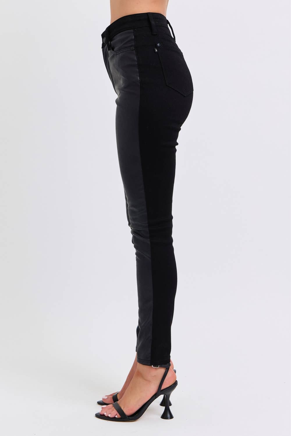 Judy Blue Faux Leather & Denim Skinny Jeans