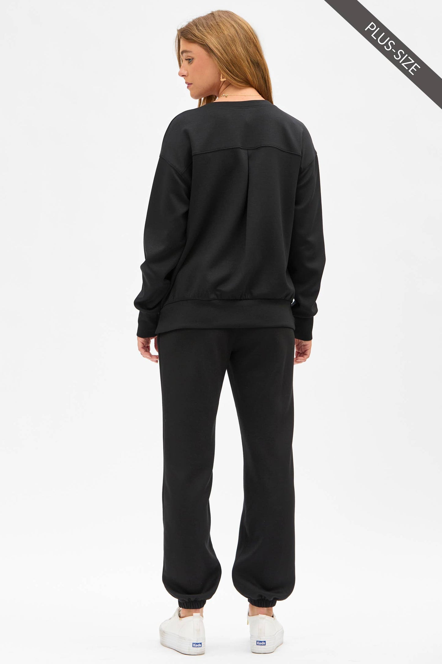 PLUS SIZE Crew Neck Pullover + Jogger Set