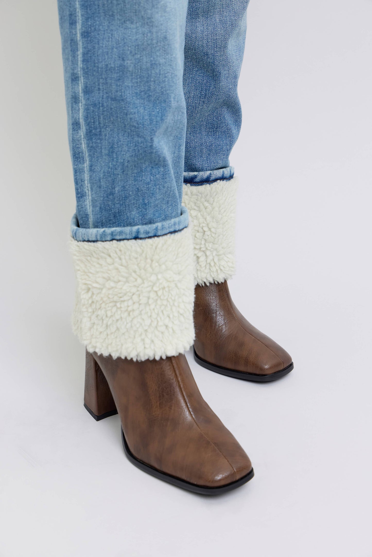 Judy Blue High Waisted Straight Jeans with Shearling Cuff