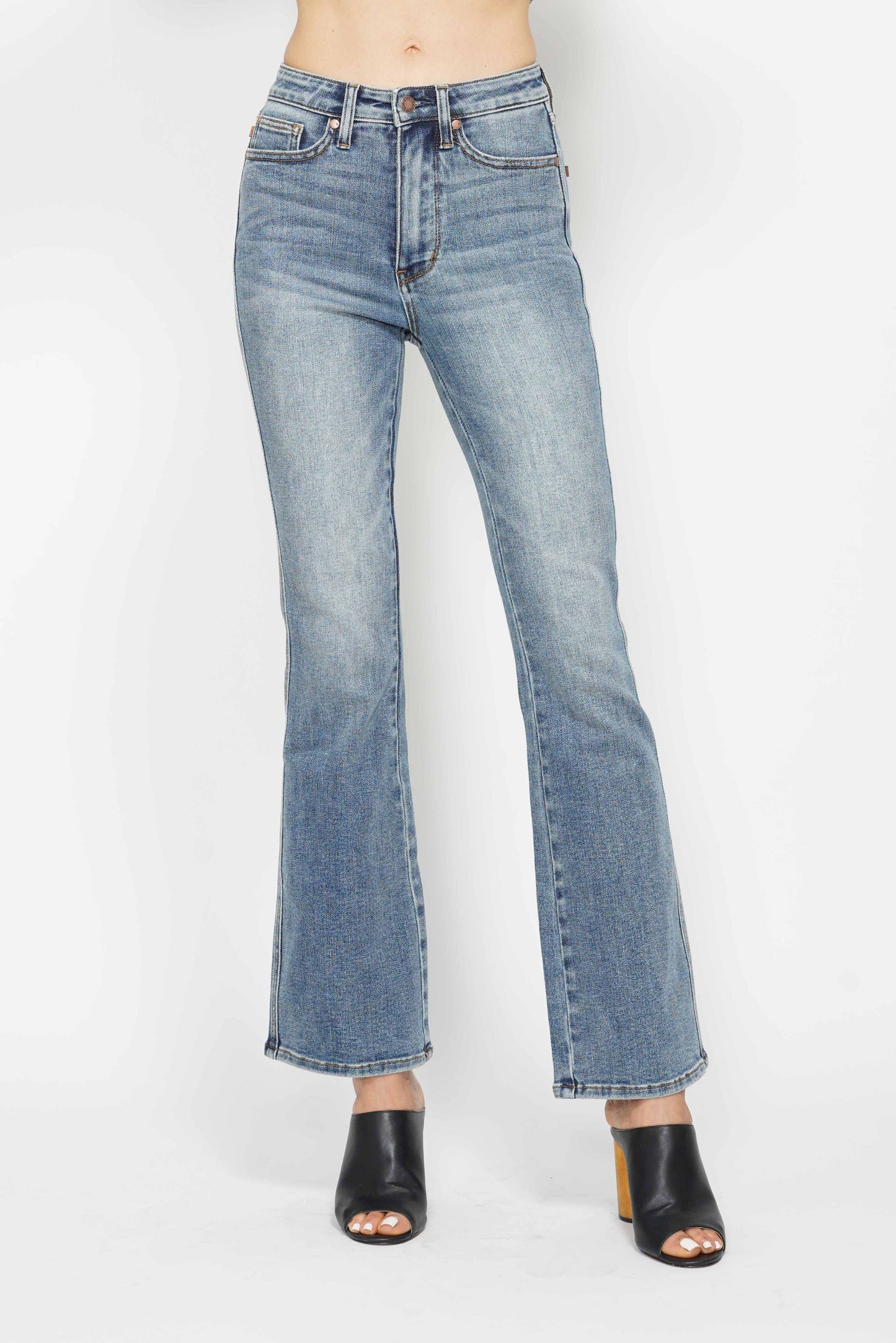 Multi Inseams Tummy Control High Waisted Bootcut Jeans by Judy Blue - Long