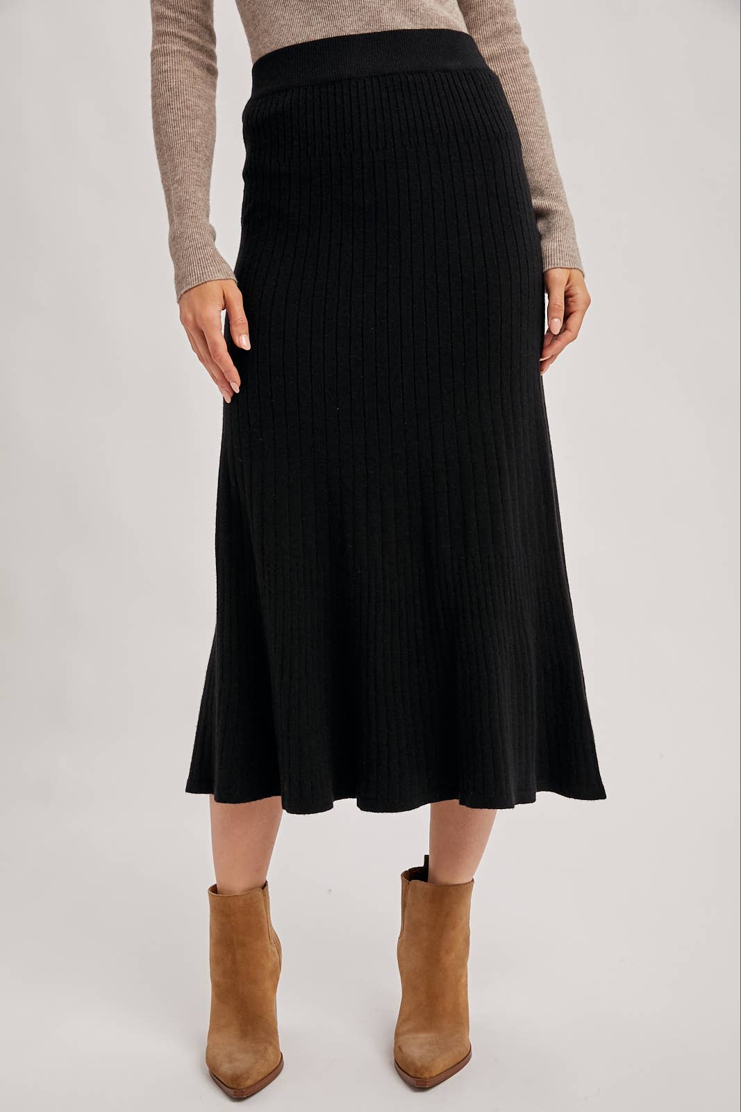 A-LINE MIDI KNIT SKIRT