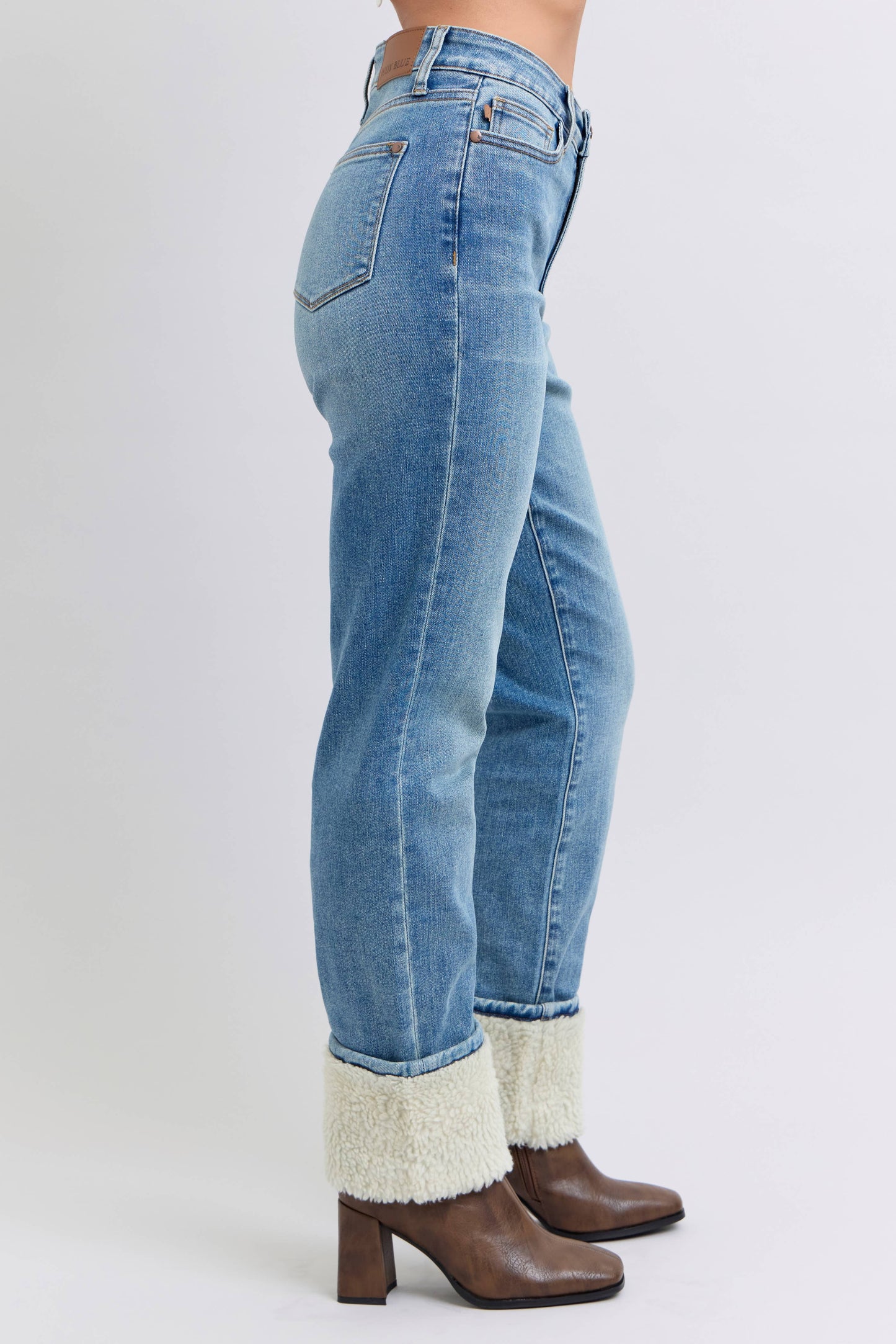 Judy Blue High Waisted Straight Jeans with Shearling Cuff