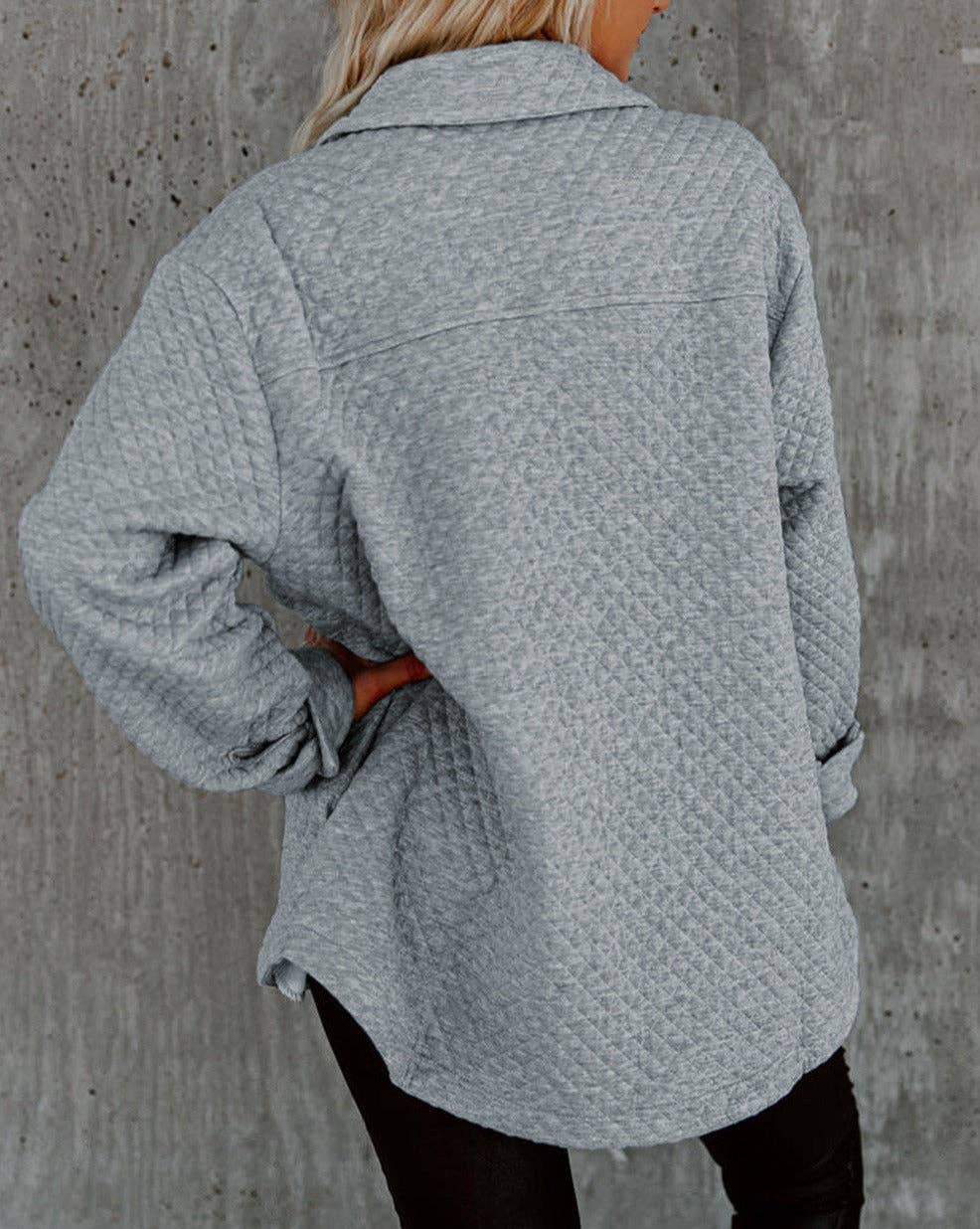 Edgy Lattice Textured Shacket with Retro Flap Pockets