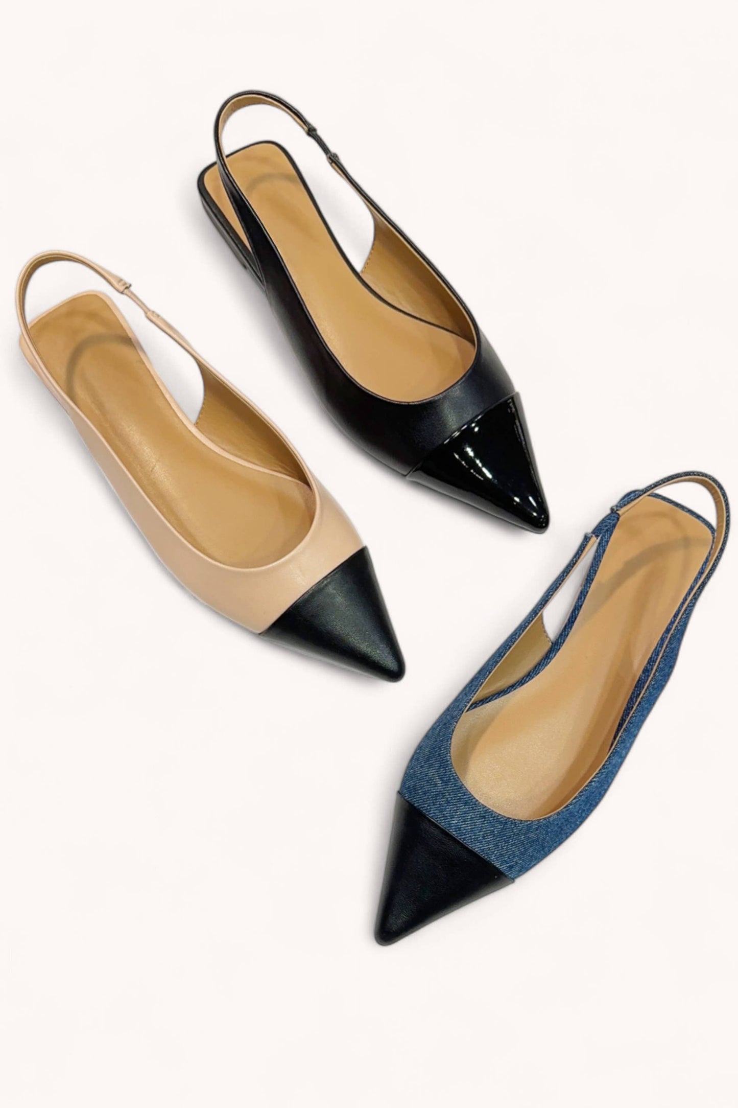 Women’s Slingback Flats with Cap Toe