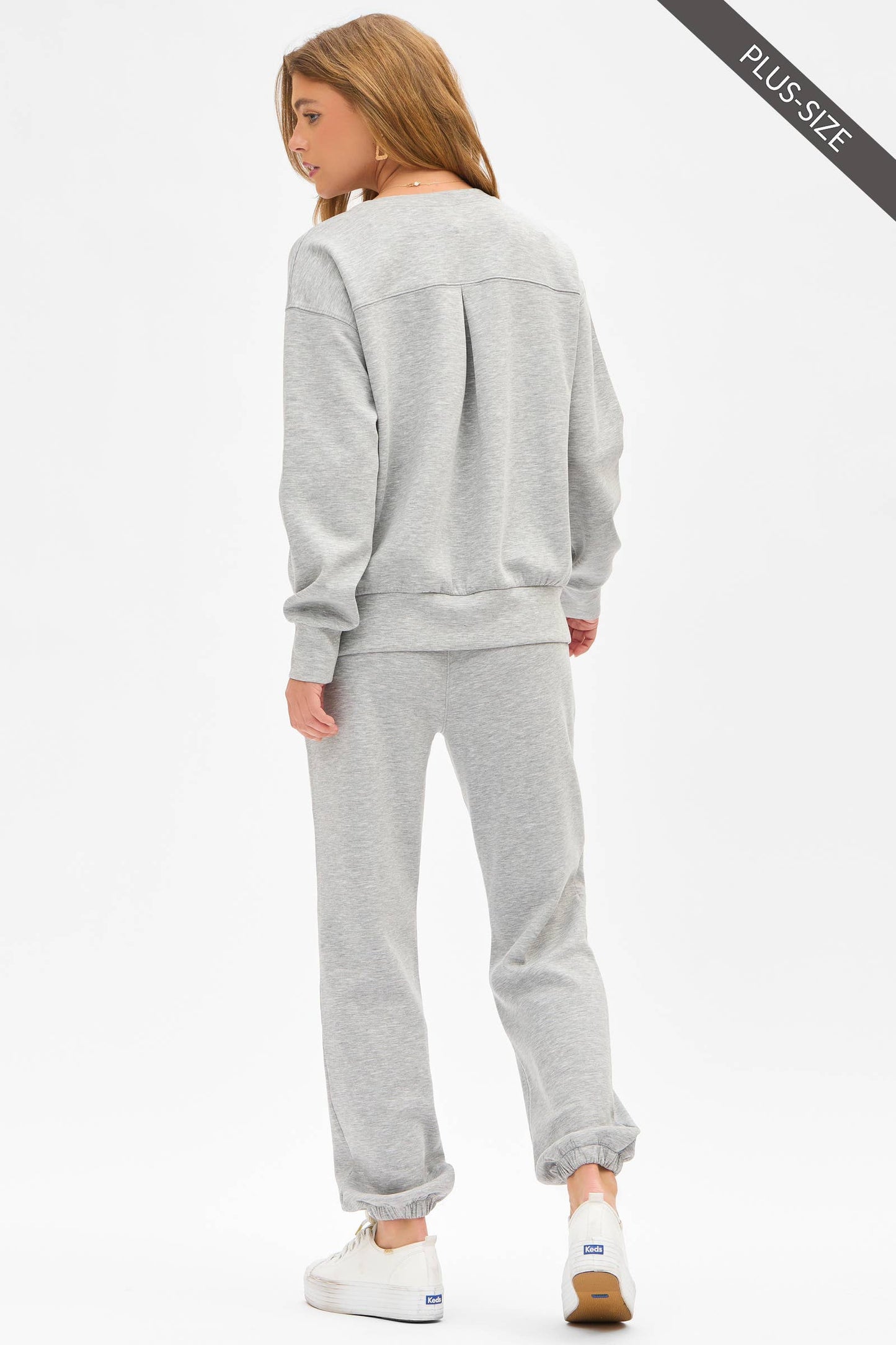PLUS SIZE Crew Neck Pullover + Jogger Set