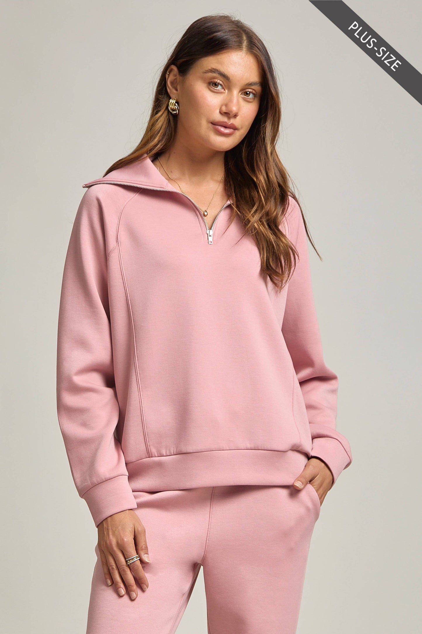 PLUS SIZE Quarter Zip Pullover + Jogger Modal Travel Set