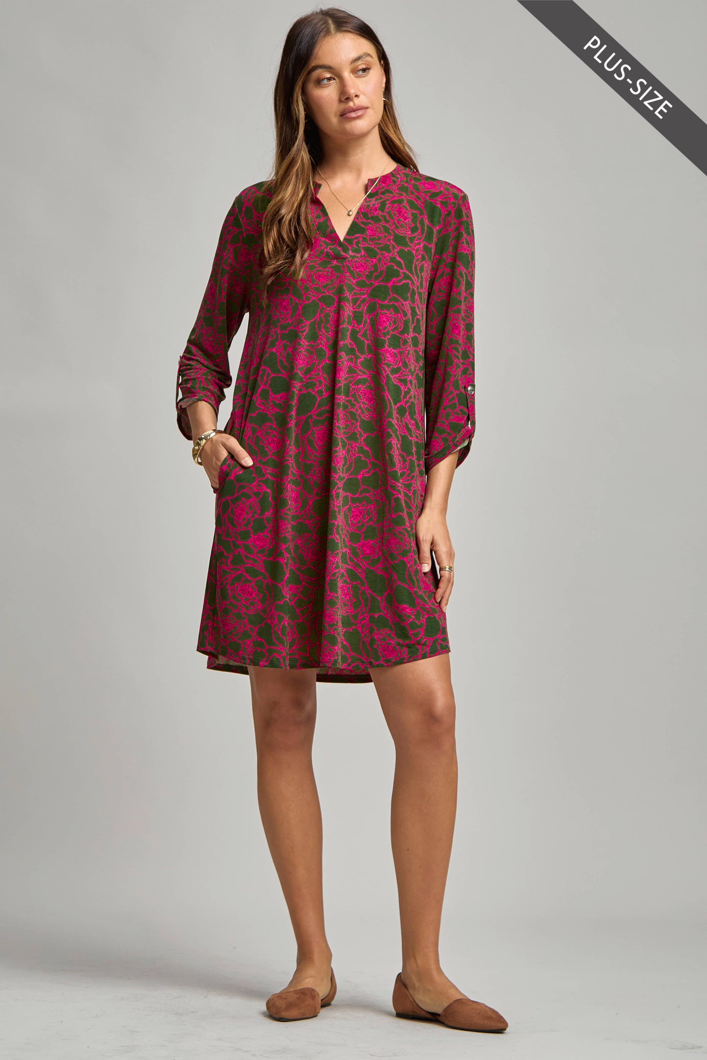 PLUS SIZE Scarlett Dress – Wrinkle-Free, Travel-Friendly A-Line Dress with Lizzy Neck