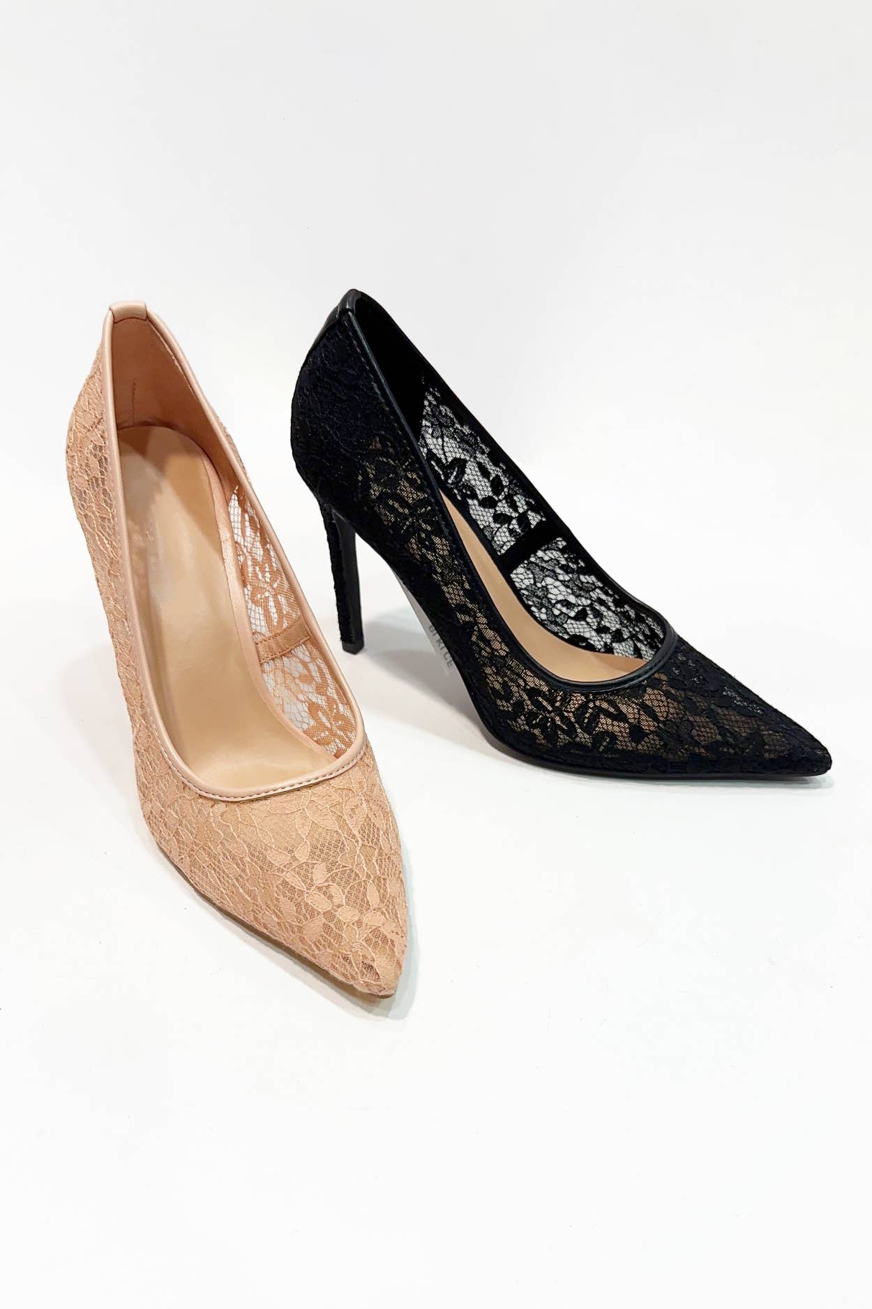 Elegant Lace Stiletto Pump Heels – Pointed Toe Slip-On