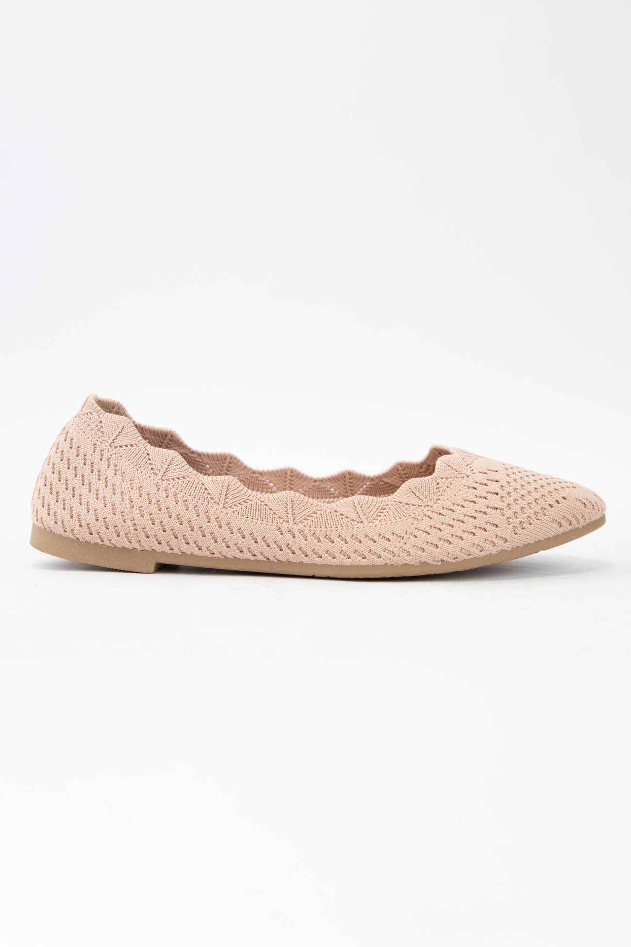 Kosta Scallop Edge Crochet Flats – Knitted Fabric Ballet Flats