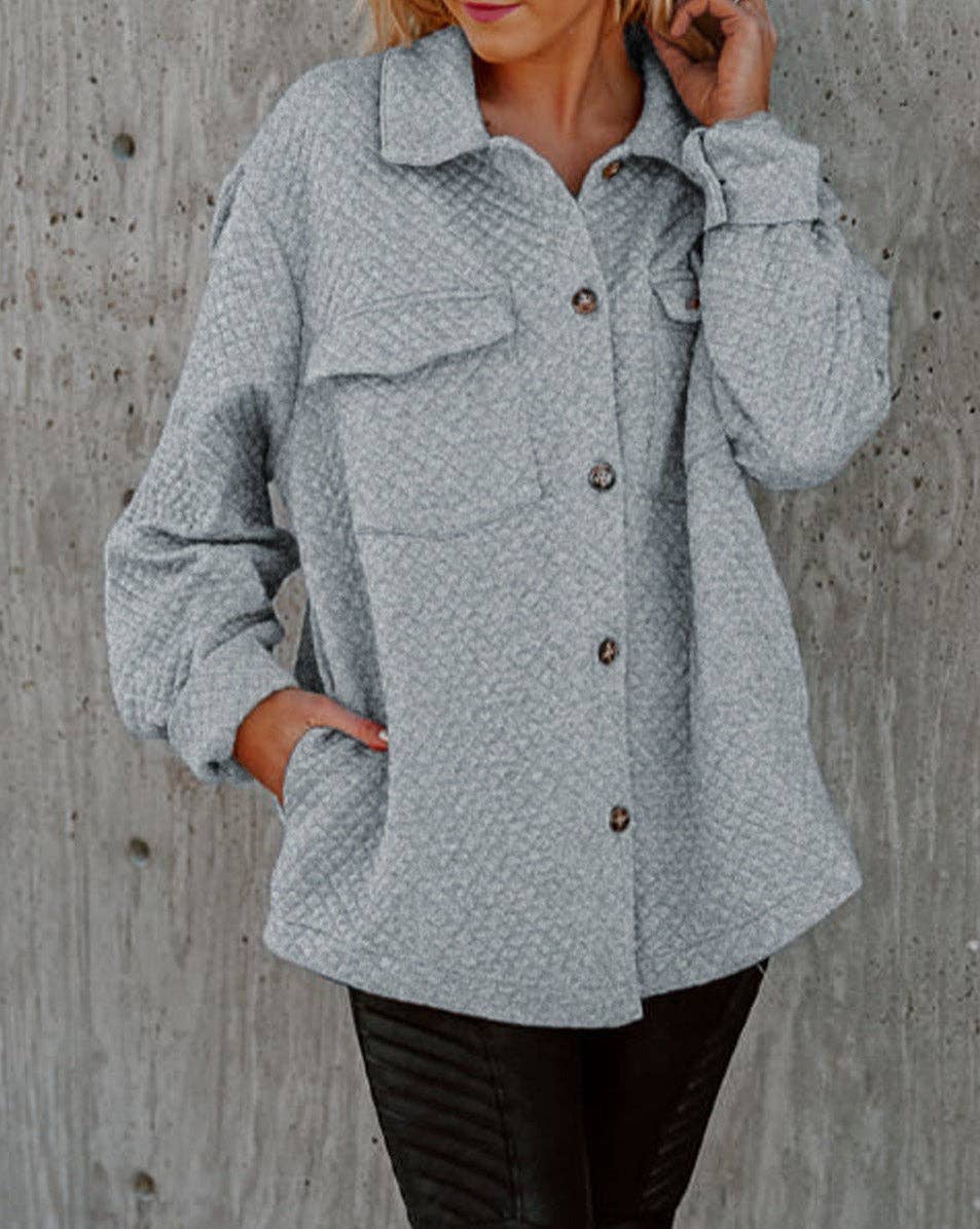 Edgy Lattice Textured Shacket with Retro Flap Pockets