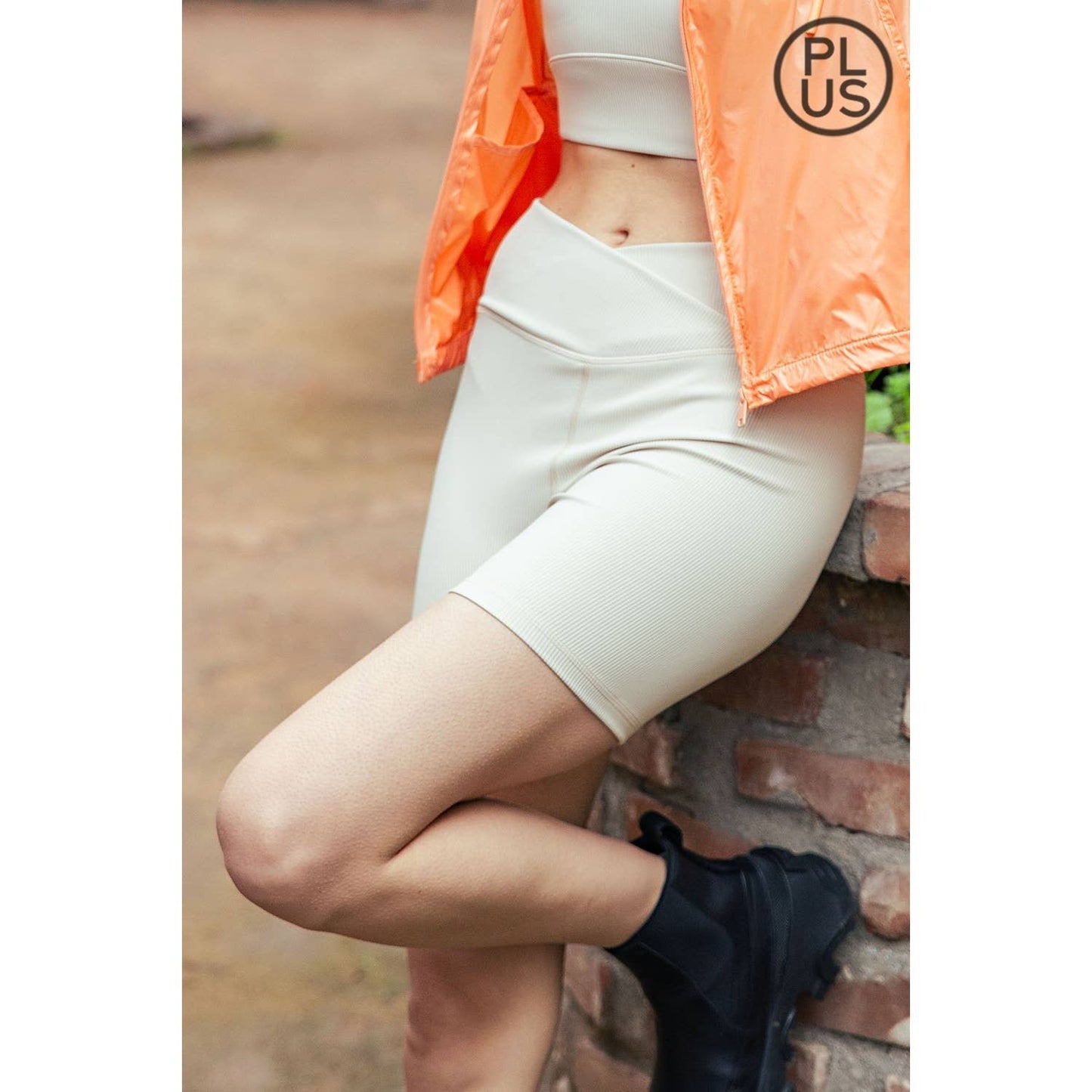 Nylon Rib Biker Pants with Coin Pockets – Plus Size