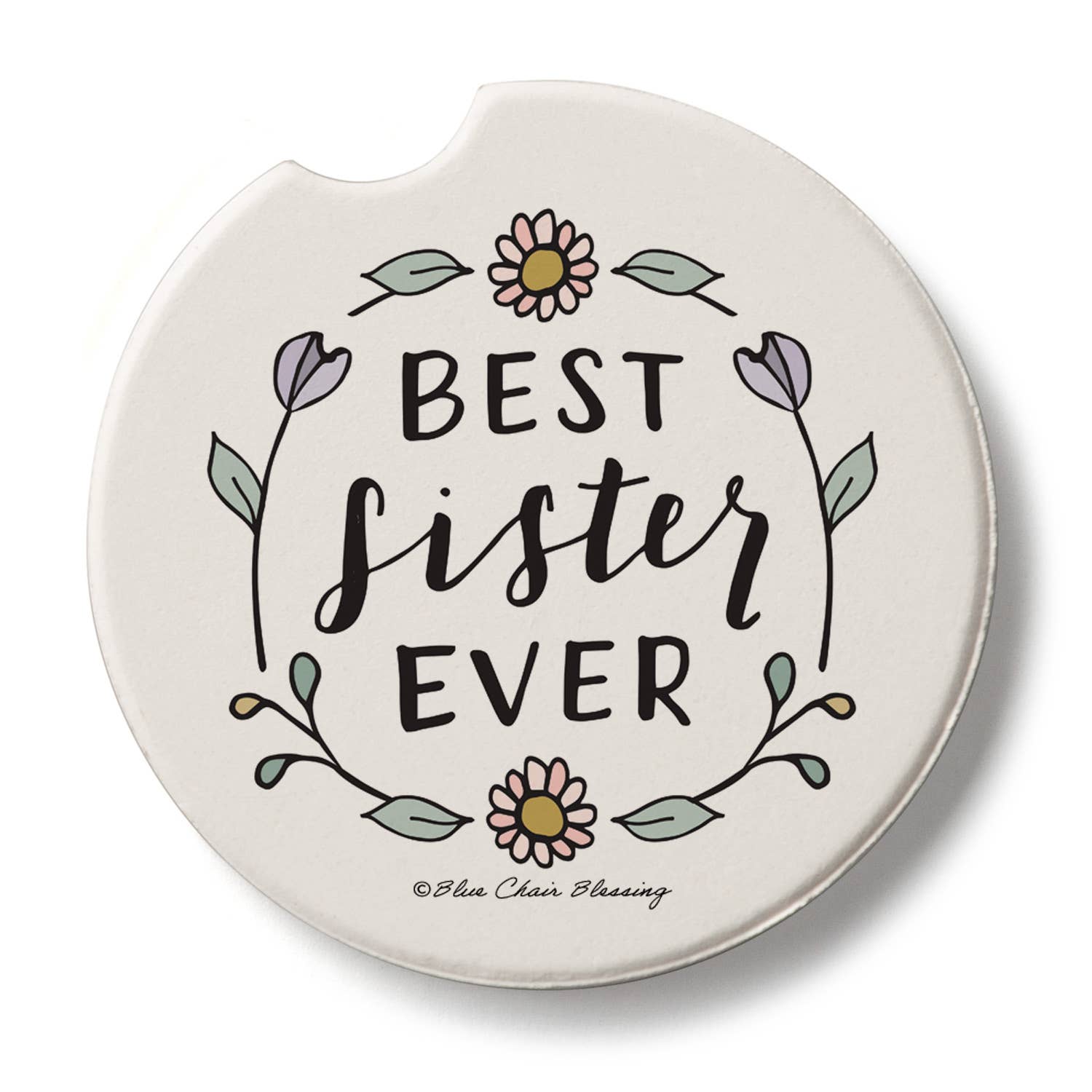 "Best Sister Ever" Absorbent Stone Car Coaster 1pk