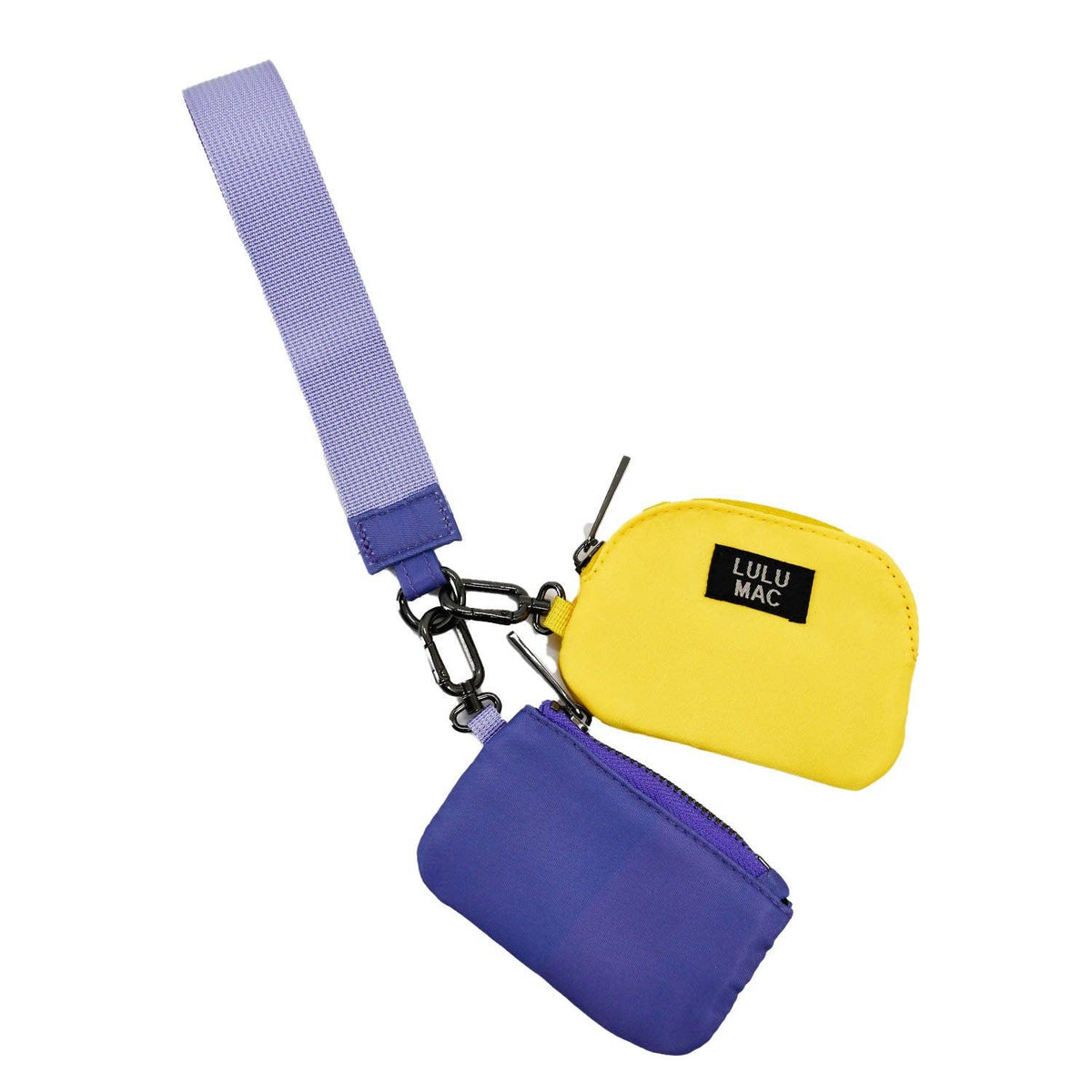 Lulu Mac Purple/Yellow Double Pouch Wristlets