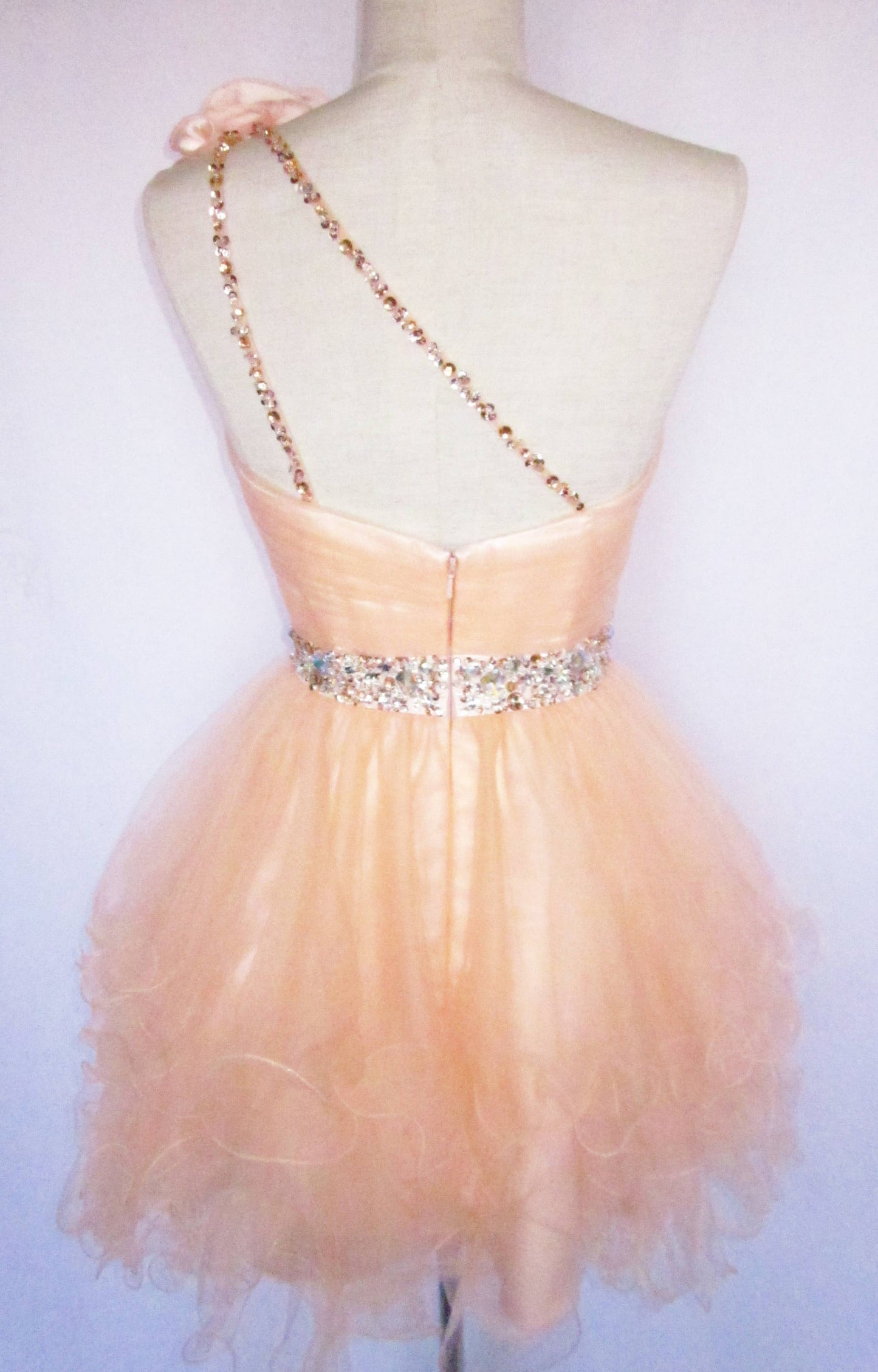 One-Shoulder Sweetheart Mini Dress with Beaded Accents