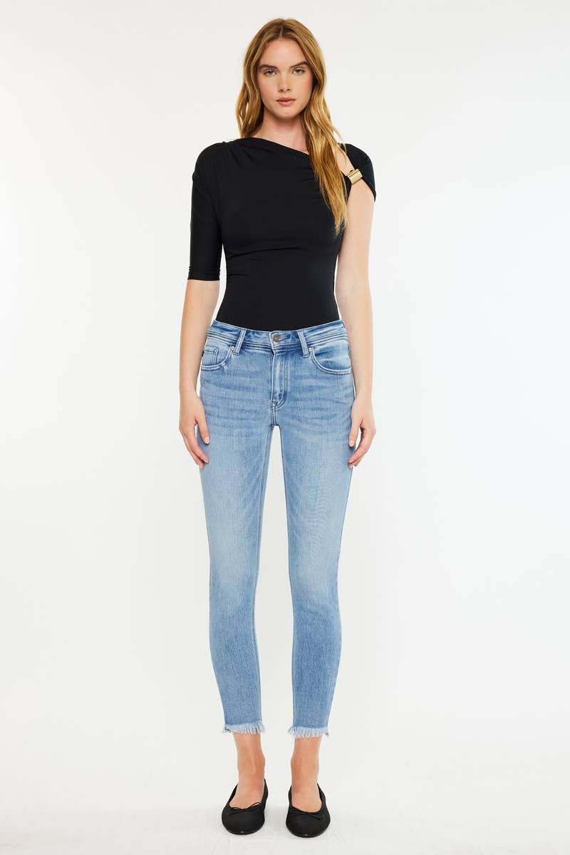MID RISE RAW HEM ANKLE SKINNY