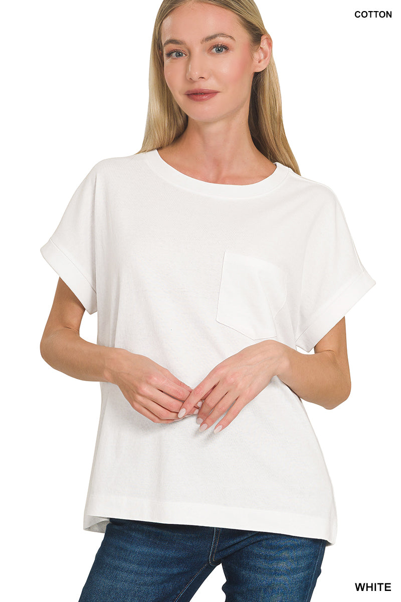 Cuffed Front Pocket Short Sleeve Tee