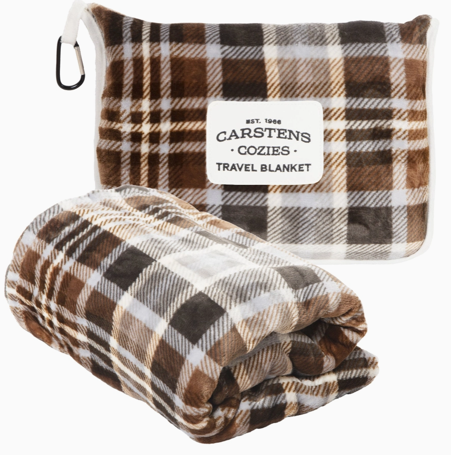 Carstens Plush Travel Blanket with Carry Bag – Cozy & Compact (50" x 60")