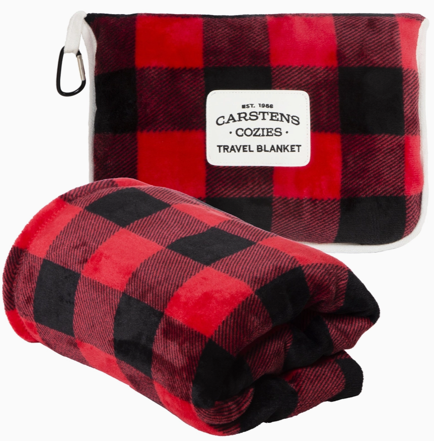 Carstens Plush Travel Blanket with Carry Bag – Cozy & Compact (50" x 60")