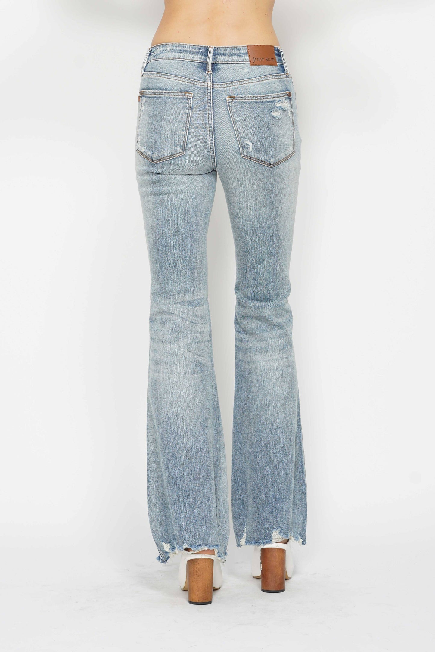 Judy Blue Mid-Rise Tummy Control Destroyed Flare Jeans
