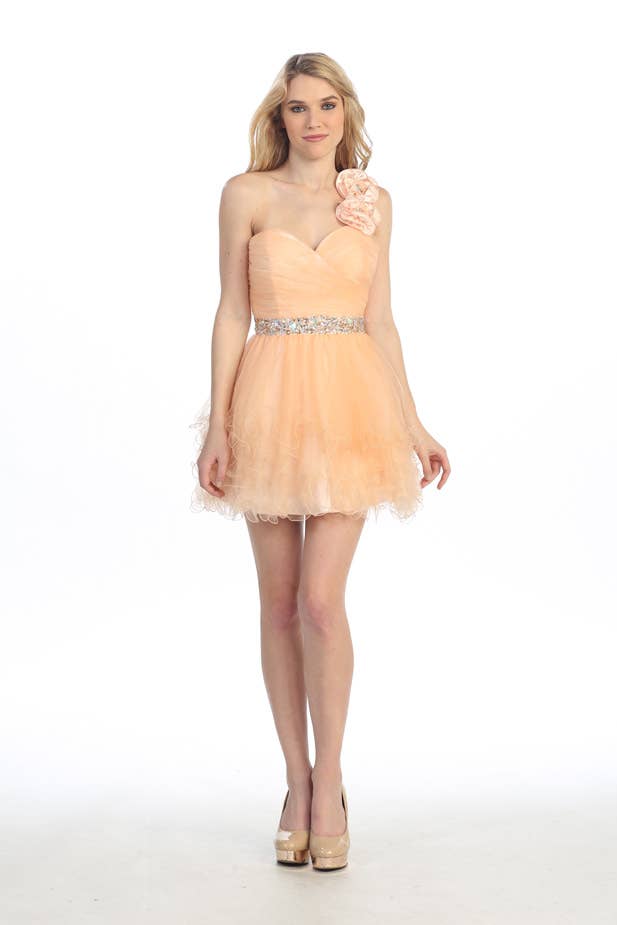 One-Shoulder Sweetheart Mini Dress with Beaded Accents