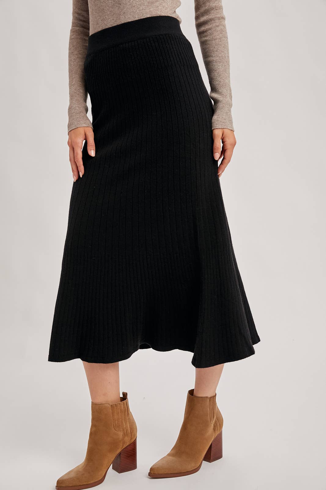 A-LINE MIDI KNIT SKIRT