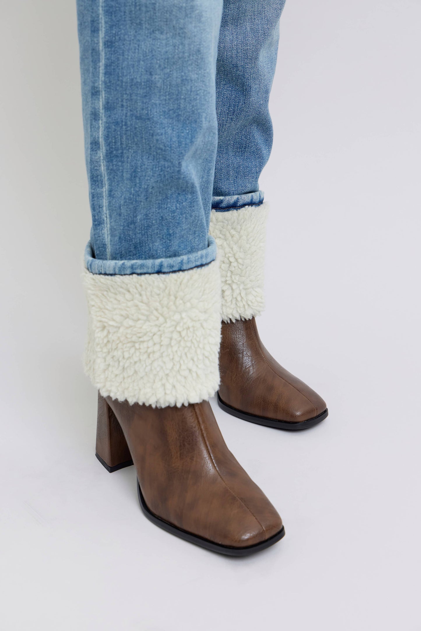 Judy Blue High Waisted Straight Jeans with Shearling Cuff