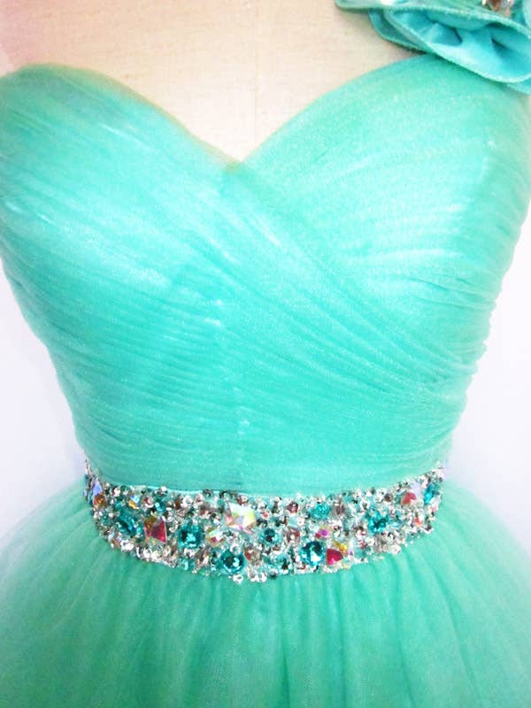 One-Shoulder Sweetheart Mini Dress with Beaded Accents
