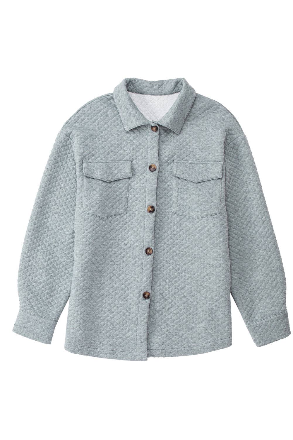 Edgy Lattice Textured Shacket with Retro Flap Pockets