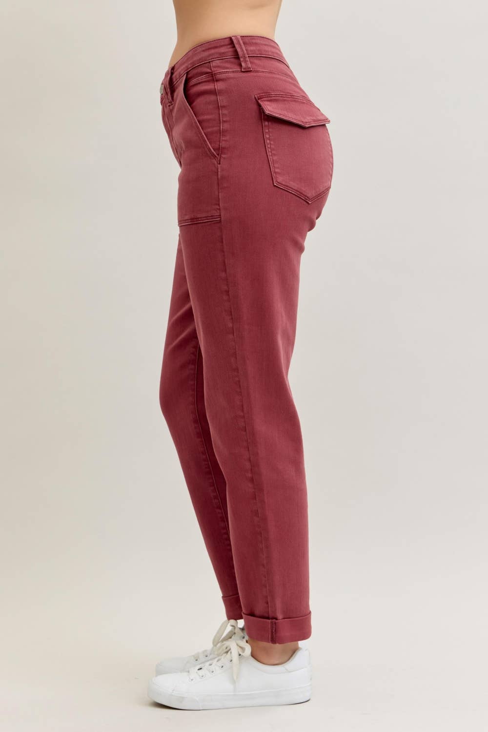 Judy Blue High Waisted Aurora Weekender Garment Dyed Cuffed Jeans