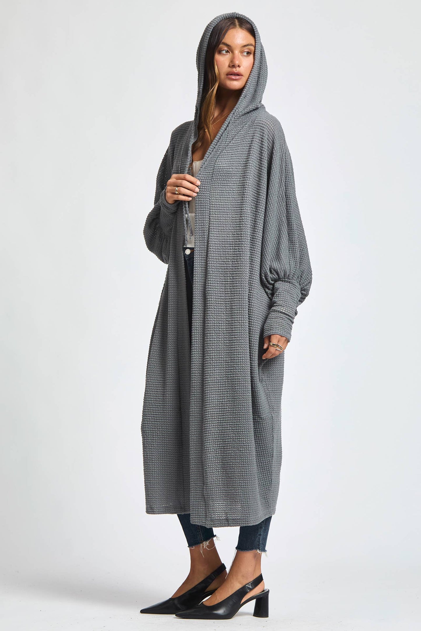 Cozy Vibe Crochet Maxi Duster – Oversized Hooded Layer