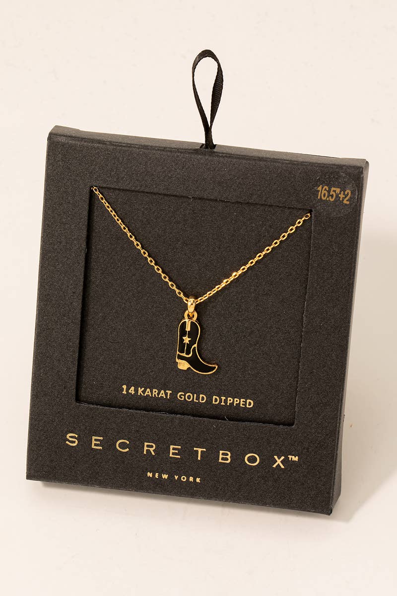 Gold Dipped Cowboy Boot Charm Necklace – Secret Box Collection